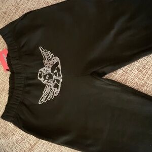 Black edikted bedazzled trendy sweatpants